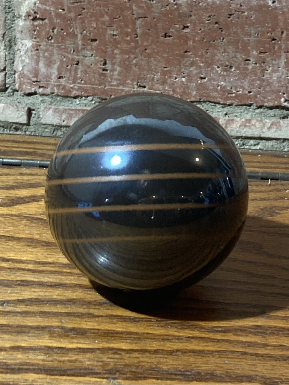 Vintage Glazed Ceramic Japanese Stoneware Brown Zen Garden Tranquility Ball/Orb
